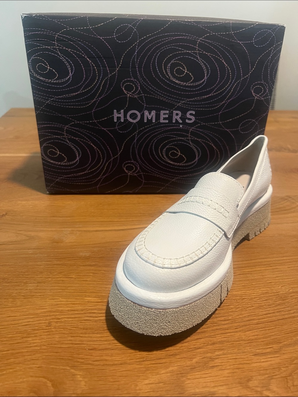 Homers Artisan Bufalino Blanco White Leather Platform Loafers EU 37 NIB